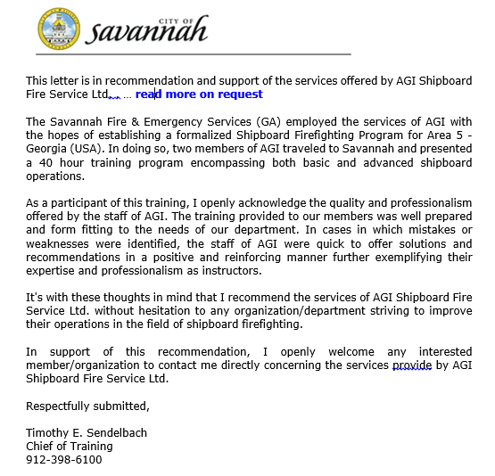 City Of Savannah reference letter